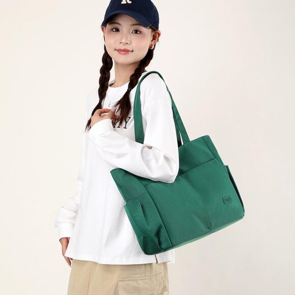 Women's Dark Green Large Purse Tote Bag Lightweight Handbag Satchel Shoulder Bag - Picture 2 of 7